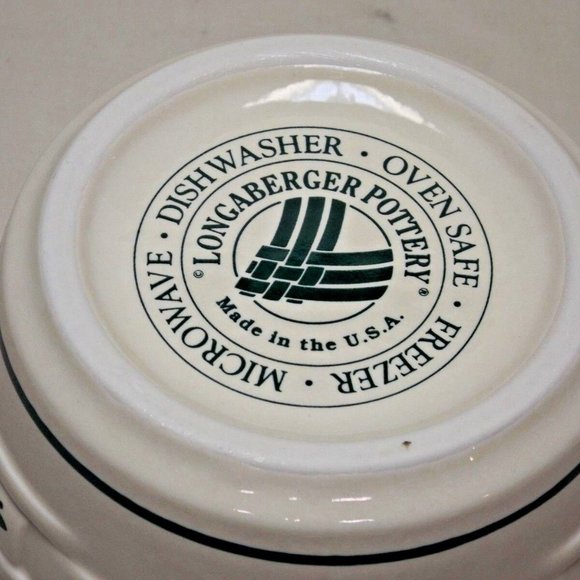 Longaberger Pottery Woven Traditions Heritage Green Small Covered Dish 1994 - Picture 9 of 11